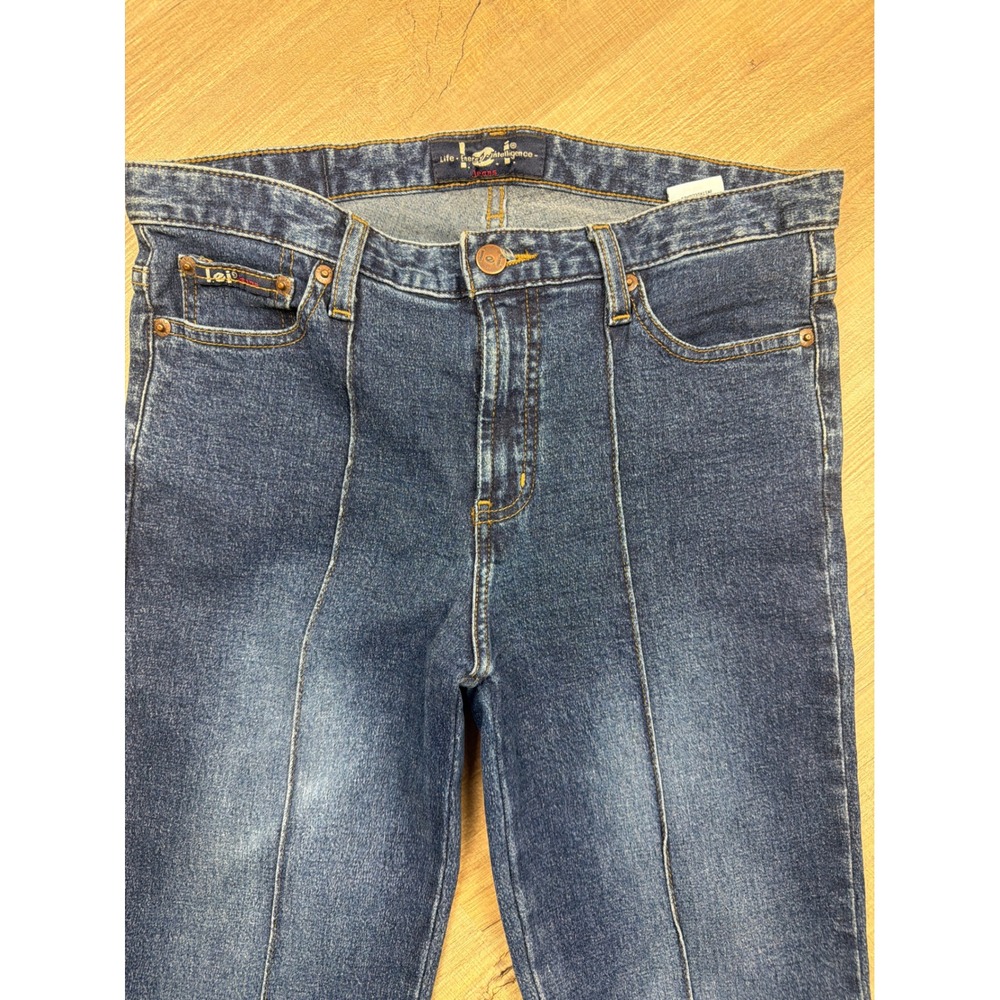 Vintage lei Life Energy Intelligence Flare Leg Jeans Seam Front Blue Size 9 - Picture 2 of 7